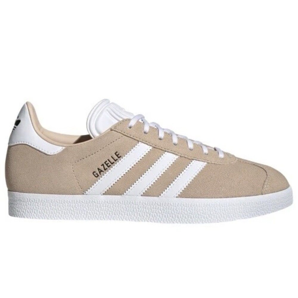 Adidas Women's Gazelle Suede Striped Shoes Halo Brush White Casual Sneaker